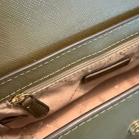 Michael Kors Olive Green  and Gold Logo Crossbody Bag - Picture 9 of 12